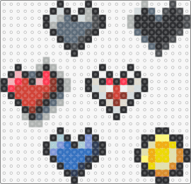 TBOI Hearts - hearts,binding of isaac,video game,charms,red,blue,yellow,gray