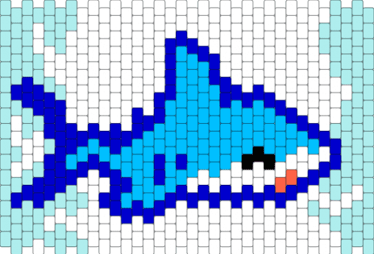 Shark bag front pannel - light blue,shark,bag,pannel,peyote,blue,ocean,sea,sealife