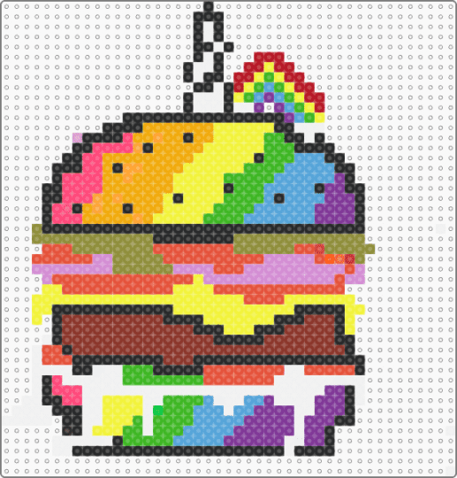 Unicorn Burger - pink,yellow,red,cotdburgers,unicorn,burger,rainbow,neon,cute,pendant,fantacy