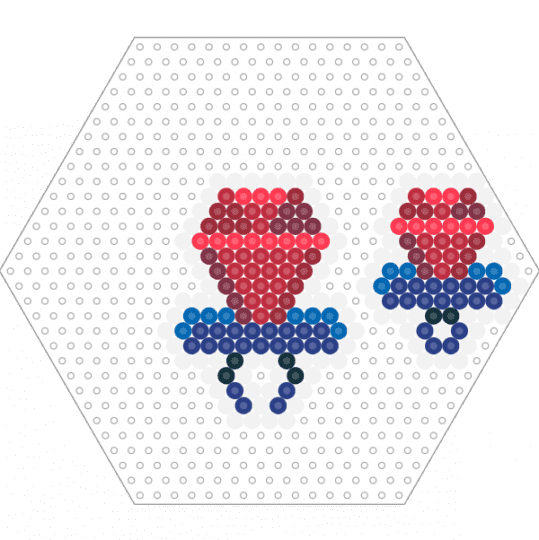 Ring Pop Hex Perler + Mini - red,blue