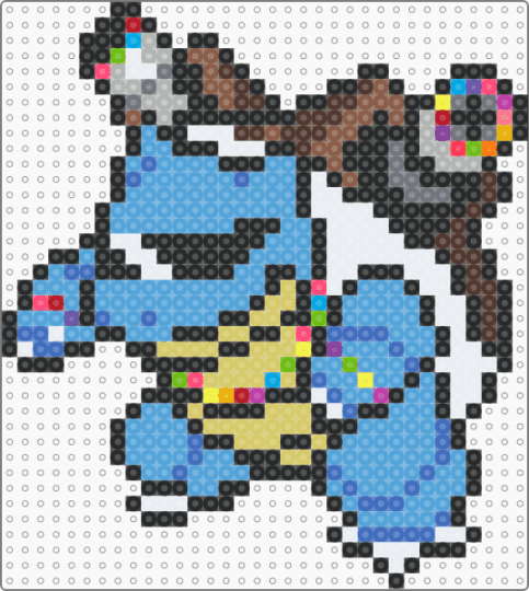 Rave Blastiose - blastoise,creature,nintendo,gaming,video game,music,kandi,pokemon,black,light blue,yellow,colorful,blastiose,party,rave,fun,trippy
