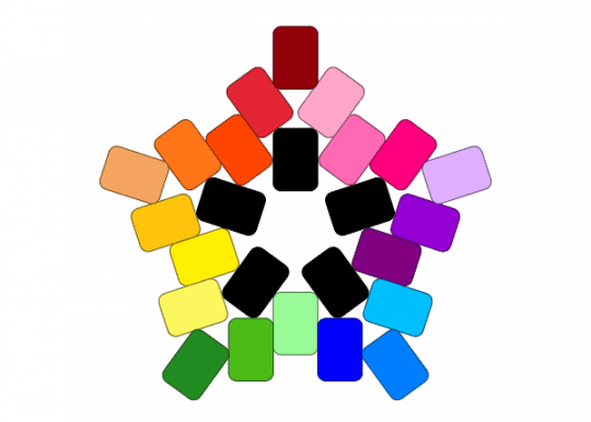 rainbow star - colorful, green, orange, pink