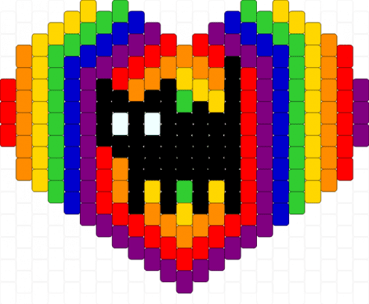 Rainbow cat heart - yellow,pink,orange,red
