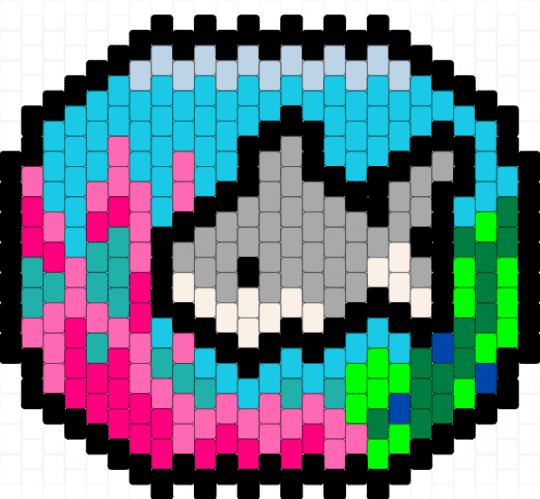 shark in a fish bowl - beige, light blue, pink