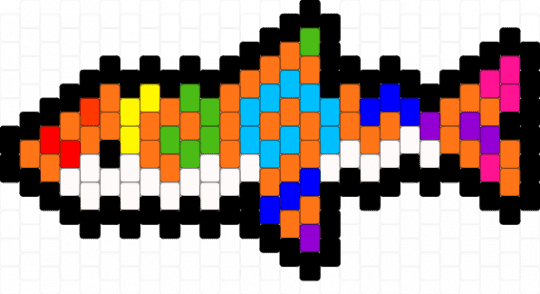 orange and rainbow shark - black, orange, purple