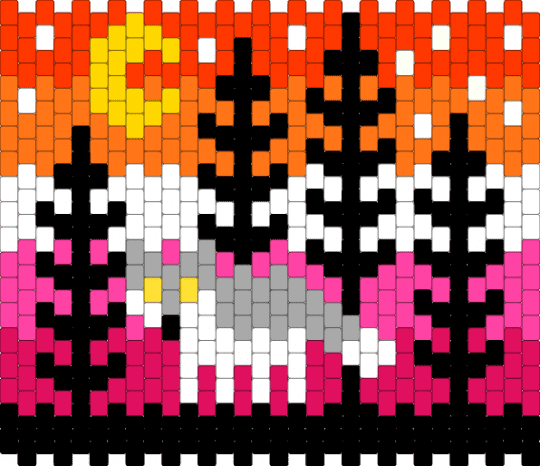 Wolf in a lesbian forest - orange, pink, red