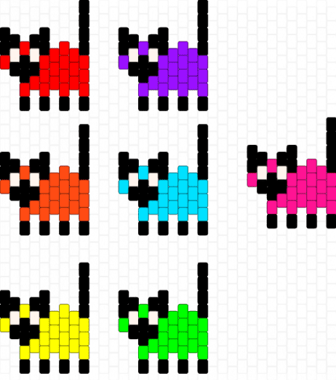 Neon Siamese  cats - black, red