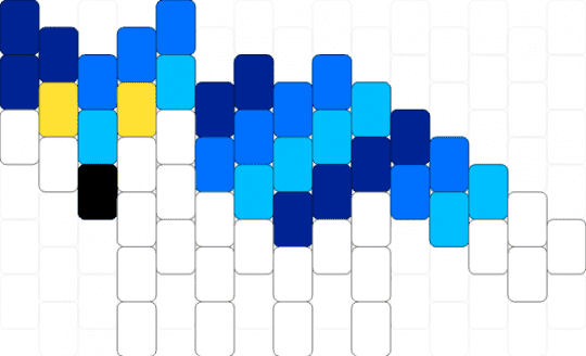 Three tone blue wolf - blue, light blue, purple, white