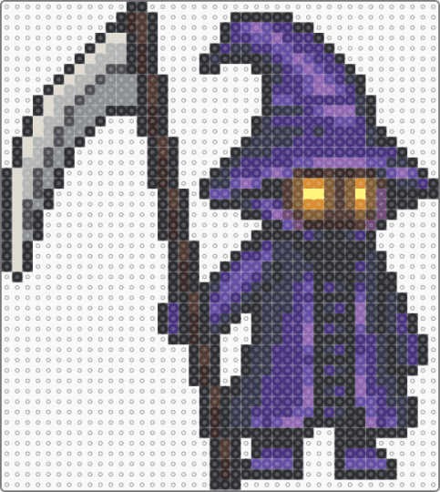 The Purple Witch Reaper - brown,purple,scythe,spooky,creepy,halloween,reaper,witch