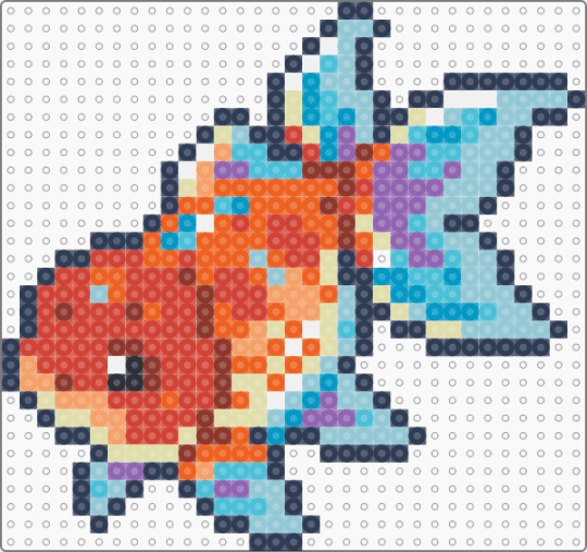 Goldie Fish - animal, cute, fish, light blue, marine, orange, pet, purple, red