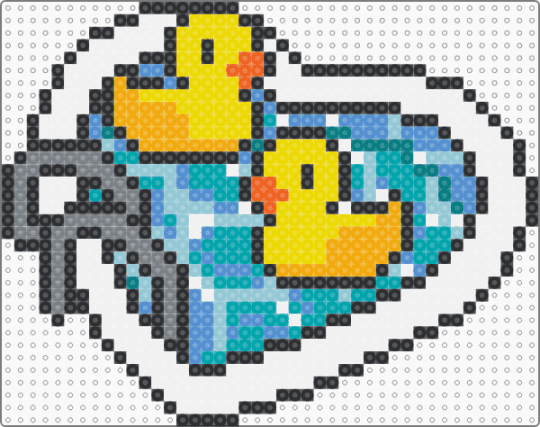 Two Ducks in a Pool - duck,pool,bird,animal,teal,yellow,light blue,cute,summer,heart,water,love