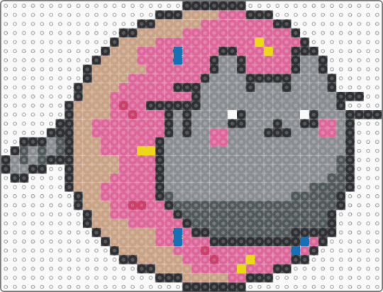 Donut Pusheen - cat,pusheen,silly,animal,dessert,cartoon,anime,sweet,pastry,food,colorful,pink,gray,donut,kitty,cute