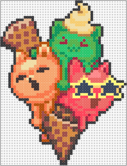 Ice Cream Kitties - red,orange,green,food,cute,cat,animal,cold,silly,colorful