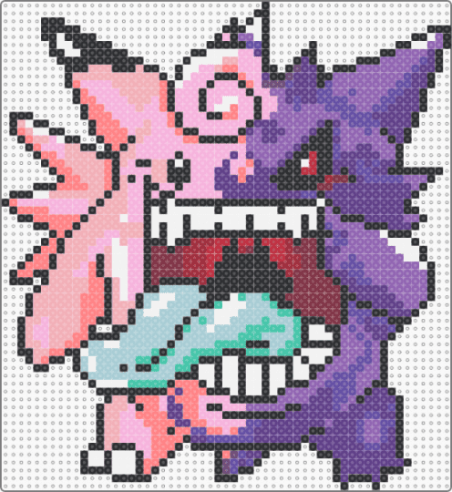 Clefgar - red,pink,purple,beige,pokemon,clefable,gengar,mashup
