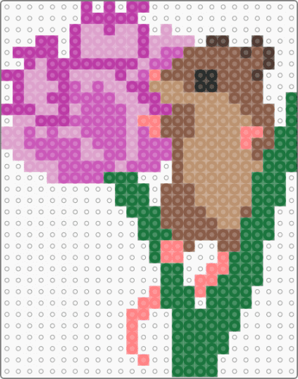 flower mouse - green,tan,pink