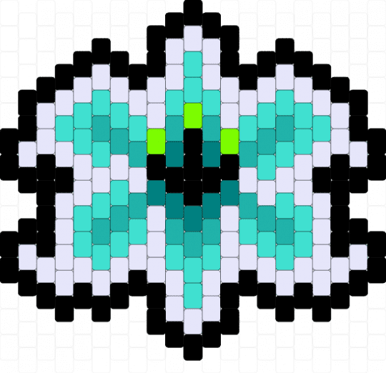 Teal Lily Kandi Pattern 🌸🩵 - white,light blue,teal,flower,charm,keychain,lily,lilly,petal,plant
