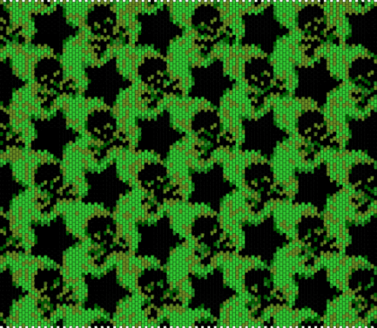 Skulls with stars green panel - green