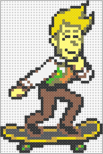 Flowery Skateboard (Deltarune) - yellow,tan,deltarune,deltarune flowery,deltarune chapter five,flowery,perler bead,video game,character,video game character