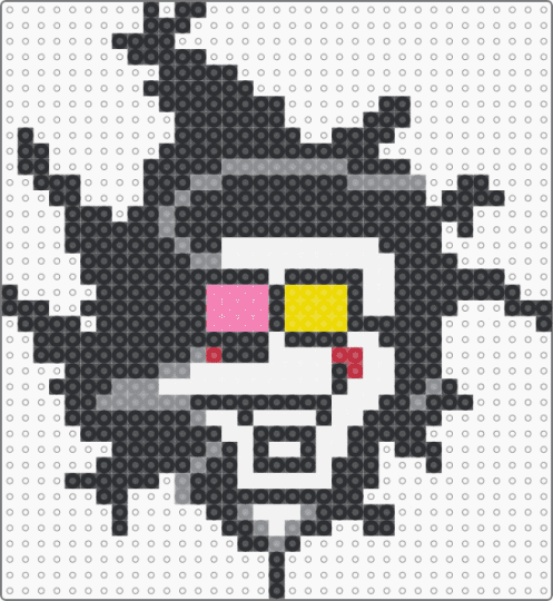 Spamton in the wall - black, gray, white
