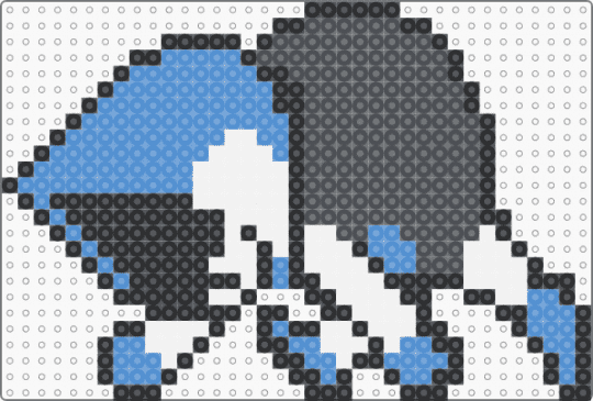 Lancer on the Keybaord (Deltarune) - character, deltarune, gray, lancer, light blue, perler bead, video game