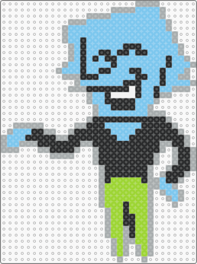Deltarune Blue Addison Sprite - character, deltarune, deltarune addison, deltarune blue addison, gray, light blue, perler bead, video game