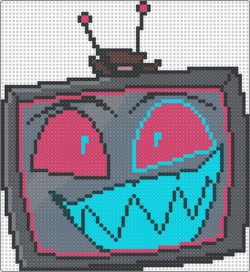 Past (CRT) Vox Head Perler Bead Design - pink,gray,light blue,hazbin hotel,vox,hazbin hotel vox