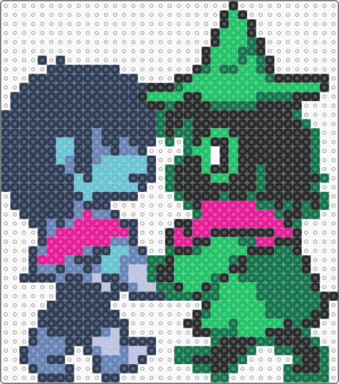 Deltarune Ralsei leading Kris Sprite - green, purple, teal