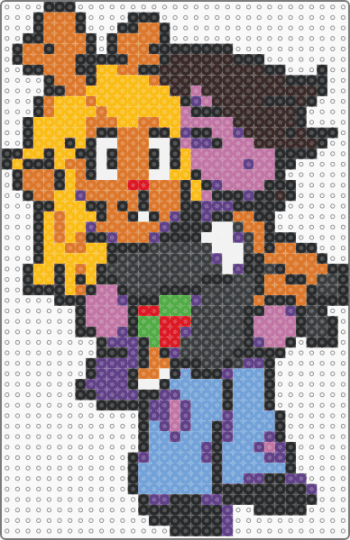 WIP (Noelle and Susie) - black, colorful, orange, pink, yellow