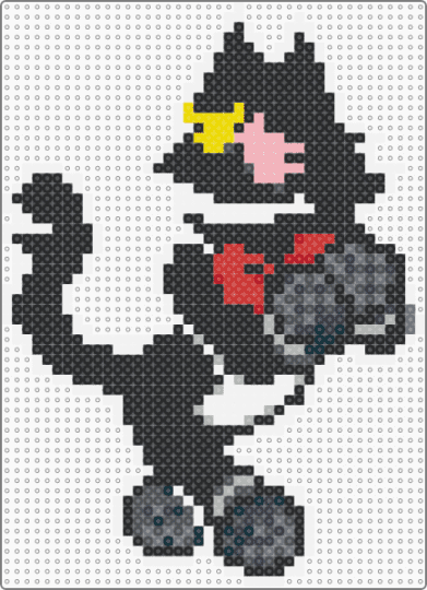 Pluey Blushing Sprite (Deltarune) - beige, black, deltarune, gray, perler bead, pluey, pluey deltarune, video game, video game character, white