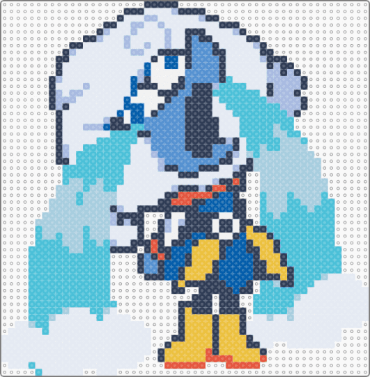 Elnina Crying Sprite (Deltarune) - character, deltarune, deltarune sprite, elnina, light blue, perler bead, purple, video game