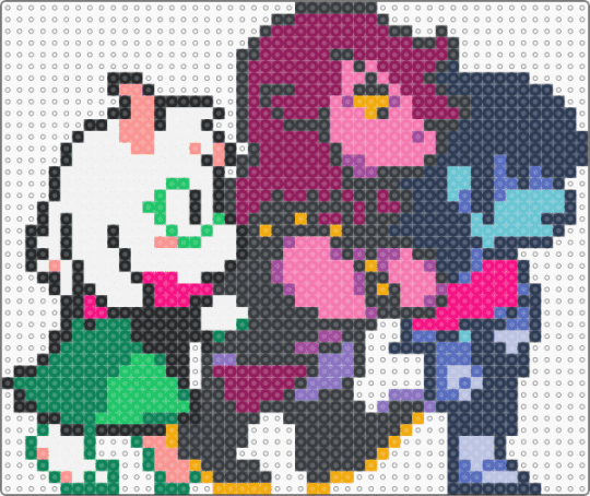 Deltarune Ralsei Susie and Kris Sneak Sprite - pink, purple