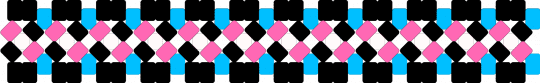 Trans striped X cuff - black,light blue,pink