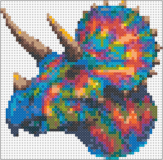 triceratops - triceratops,dinosaur,trippy,tan,teal,purple,red,colorful