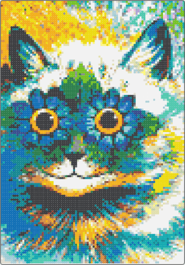 Louis Wain Psychedelic Flower Cat - 