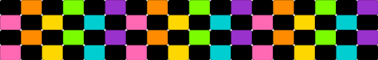 Rainbow and black checker ladder stitch - black,orange,green,purple,colorful,rainbow,checker