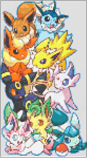 Cute eeveelution stack - gray,orange,yellow,red,teal,colorful