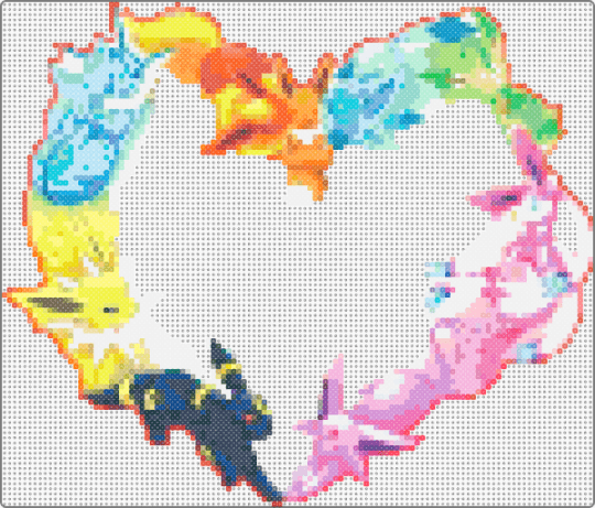Eevee love - orange,light blue,pink,colorful