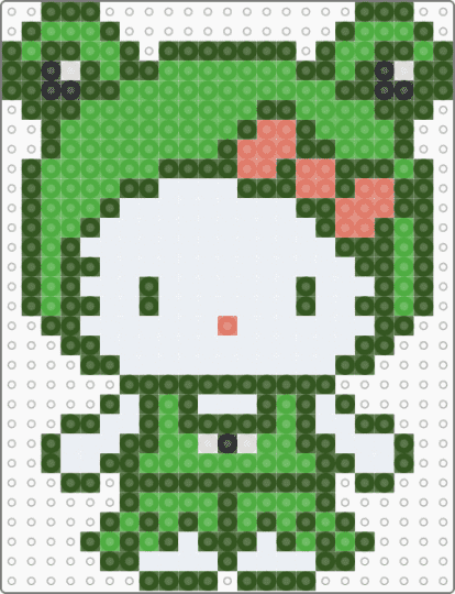 frog hello kitty - gold,green