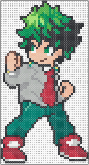 Izuku Midoryia (Deku) - red,green,gray,beige