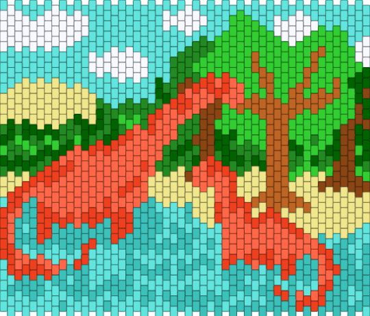 Sauropod Panel Pattern - green, light blue, red
