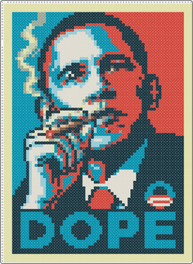 Dope Obama - yellow,red,teal,beige