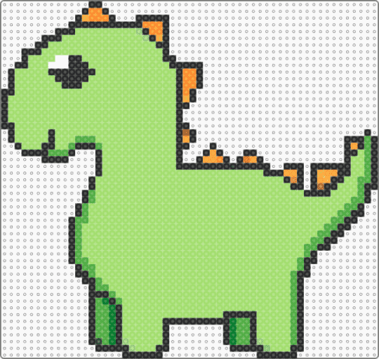 Green dino - green,dinosaur,orange,cute core,silly