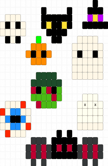 Halloween charms (pt2) - character, charm, cute, ghosts, green, halloween, orange, pumpkins, red, spooky, starter, white