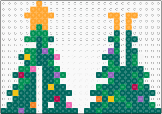2D + 2D Christmas Tree - teal,green