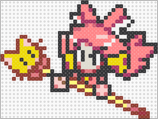 Cutie mew mew face - red,yellow