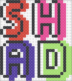 'SHAD' - text,colorful,stylized,bold,visual interest,pop,lettering,typography,red,pink,pu