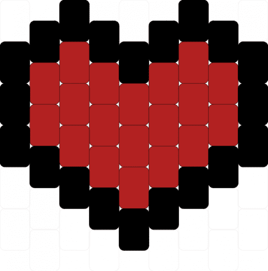 Heart Peyote Charm - black,red