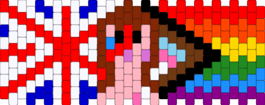 david bowie with lgbtq flag and uk flag - bowie, brown, david bowie, flag, lgbtq, music, peyote, pink, red, uk