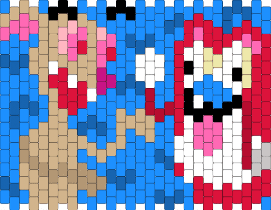 ren and stimpy - beige,red,light blue,ren and stimpy,cuff,peyote