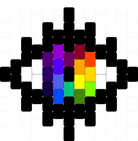 rainbow eye - purple,pink,red,orange,rainbow,eye,creepy,spooky,trippy,charm,colorful